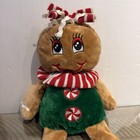 Dan Dee Gingerbread Girl Stuffed Plush 14  Velvet Red Bow Hearts Holiday Christm