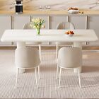 62 99   Rectangular White  Dining Table Modern Kitchen Table With Wavy Legs