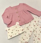Huggies Baby Girl 6 Months Pants Shirt Hat 3 Pc Set Cute Butterfly Outfit New
