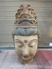 28  Old Chinese Wood Painted Carved Kwan-yin Guan Yin Buddha Head Bust Statue
