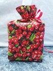 Red Cherries On Cotton Fabric Handmade Square Tissue Box Cover