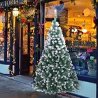 7ft Premium Snow Flocked Hinged Artificial Christmas Tree Unlit Metal Stand