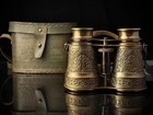 Antique Vintage Brass Binoculars With Leather Case Maritime Nautical Decor Gift