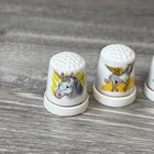 Vintage Unicorn Pegasus Porcelain Thimble Sewing Set Of 6 Mcm Decor