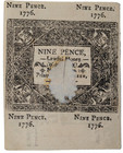 June 19th 1776 Hartford Connecticut Nine Pence Colonial Currency Note Ct-206