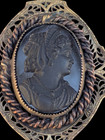 Victorian Onyx Cameo Dress Clip Brass Mourning   Mcm Scarf Dress Clip Lot