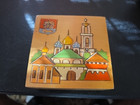 Vintage Russian Wooden Trinket Jewelry Box Hand Carved Painted     4in X 4in