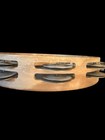 Vtg Wooden 10  Double Row Tambourine W  Stainless Steel Jingles Thumb Hole