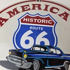 Vintage Us Route 66 Sign - Gas Station Porcelain Wall Pump Advertisement Sign