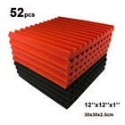 52pack 12 x12 x1  Black Red Acoustic Foam Sound Panel Studio Recording Wall Tile