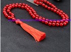 8mm Red Jade Round Gemstone Buddhist 108 Prayer Beads Mala Bracelet Necklace