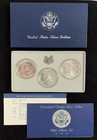 1983 P-d-s Us Olympic Silver Dollars  3-coin Unc  Set With Box - 90  Silver