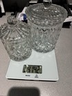 Set Of 2 Lead Crystal Round Jars Canisters W  Handle Lids  2 Sizes