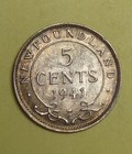 Newfoundland 1941-c 5 Cent Silver Coin Choice Au Great Golden Toning Uncleaned