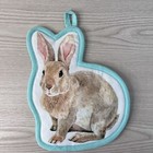 Bunny Oven Mitt Rabbit Easter Spring Seafoam Green Edging Cottage Granny Core
