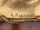 Vintage A  Marionnet Bronze Art-nouveau Floral 12  Ink Well Vanity Dresser Tray