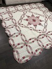 Vintage Handmade Quilt Double Wedding Ring Star Pattern 87    X 87    Floral