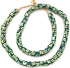 Ghana Handmade Dark Green Multi Colored  Recycled Glass African Trade Beads