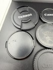 8 Vintage Camera Cap Bundle Lot Canon Tamron Misc