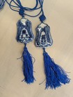 Vtg Chinese Blue White Porcelain Lotus Pendant Necklace Bead Tassle 28 