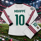 Real Madrid Kylian Mbappe  10 White Long Sleeve Soccer Jersey Shorts Set