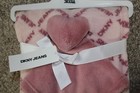 Dkny Jeans Baby Blanket Pink Fleece Heart Security Lovey Set Infant Girls Nwt