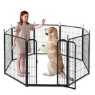 32in Heavy Duty Dog Playpen 8 Panels Exercise Pen Pet Fence Cage With Door Black