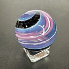 Contemporary Handmade Art Glass Marble 1 60  Blue Pink Purple Swirl Discounted 