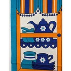 Vintage 1970 s Mod Pop Art  tea Time  Cotton Karsten Kitchen Dish Towel   Brazil