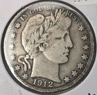 1912-d Barber Half Dollar  Fine Condition   Low Mintage  Semi Key Date 