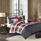 Madison Park Red Plaid Duvet Cover Set Full queen 6-piece