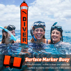 5ft Scuba Diving Surface Marker Buoy   Safety Sausage With Plastic 98ft Finger