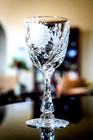 Pair Antique Hawkes Carnation Abp Cut Glass 7 1 2  Water wine Goblets- As Is