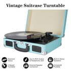 M402blue Vinyl Record Player  3 Speeds Belt Driven Suitcase Portable Turntable