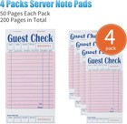 4 Pack Pink Guest Checks Books For Servers Server Note Pads  Waiter Checkbook