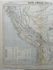1883 Peru   Bolivia Original Antique Colour Map By Letts