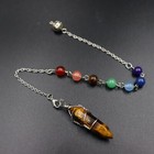 7pcs Crystal Pendulum 7 Chakra Stone Reiki Pendant Spiritual Dowsing Necklace
