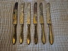      Vtg Dirilyte Dirigold Regal Goldware Set Of 6 Large Dinner Knives Flatware 