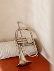 Queenbrass  Flugel Horn 3 Valve Nickel With Hard Case Mouthpiece              