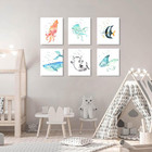 Nursery Wall Art Sea Animal Canvas Prints Baby Girl Boy Room Decor Watercolor Pa