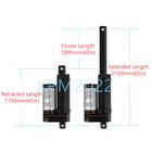 3000n 660lbs 12v 40inch Stroke 1000mm Linear Actuator Heavy Duty Waterproof Ip65