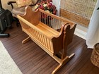 Beautiful Heirloom Baby Cradle   Solid White Oak   H 29     W 21 5     L 37 75   