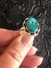 Blue Turquoise Ring Size 8 Flower Twist Ribbon Bezel Artisan Southwest