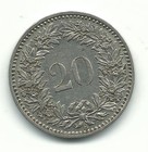 Very Nice High Grade Xf au 1932 B Switzerland 20 Rappen Coin-apr66