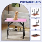 36  Foldable Pet Dog Grooming Table Adjustable Arm Non Slip Desktop Storage Pink
