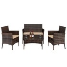 Patio Wicker Furniture Outdoor 4pcs Rattan Sofa Garden Conversation Set W  Table