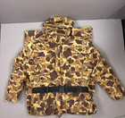 Vintage Mountain Prairie Coveralls Mens Large Brown Duck Camo Insulated Hooded