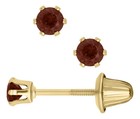 14k Yellow Gold 3mm Garnet Baby Stud Earrings-january