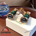      Rolex Green Lacquer Opera Binoculars Gold Rare Luxury Collectible