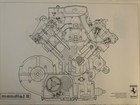 Ferrari Mondial 8 Engine Design Drawing Italian Car Blk wht 36    X 19 1 2    Race